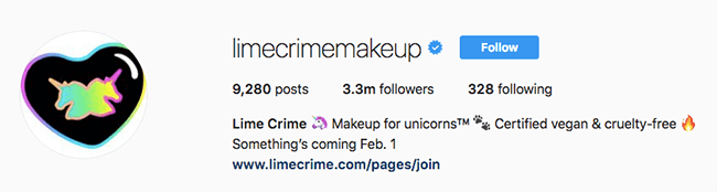 Instagram LimeCrime Makeup Post