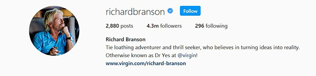 richard branson instagram bio