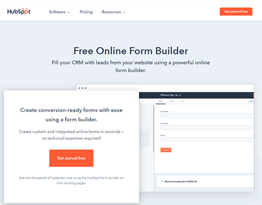 HubSpot Form Builder Homepage