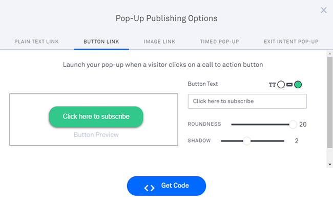 33 Pop up publishing options