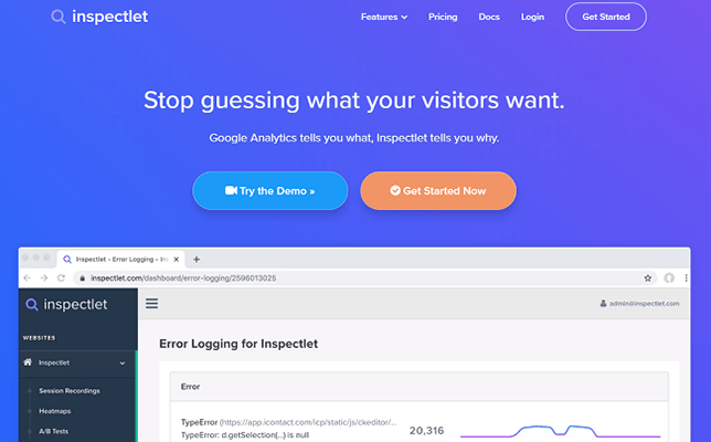Inspectlet Homepage