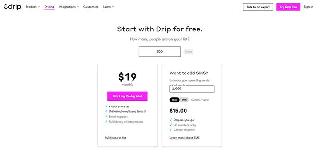 Drip pricing structure