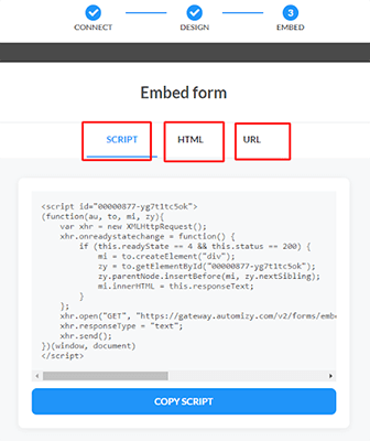 Embed options - script html or url