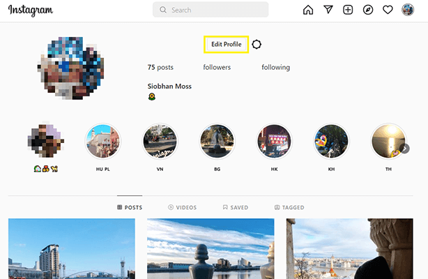 Instagram - click edit profile