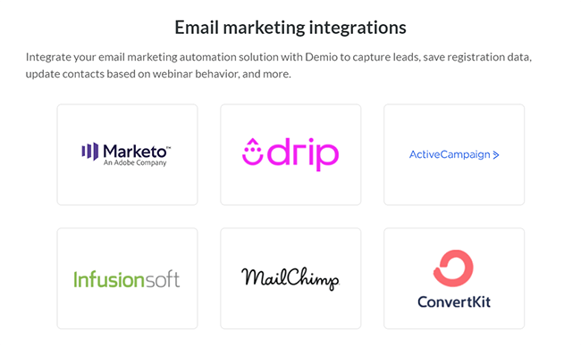 12 Demio email marketing integrations