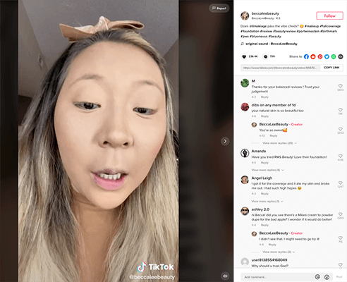 Becca Lee Beauty reviewing products