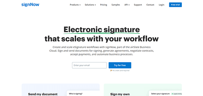 signNow Homepage