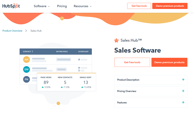 HubSpot Sales Software Homepage