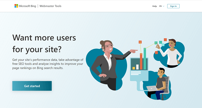 Bing Webmaster Tools Homepage