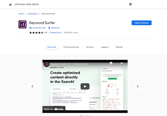 Keyword Surfer Homepage