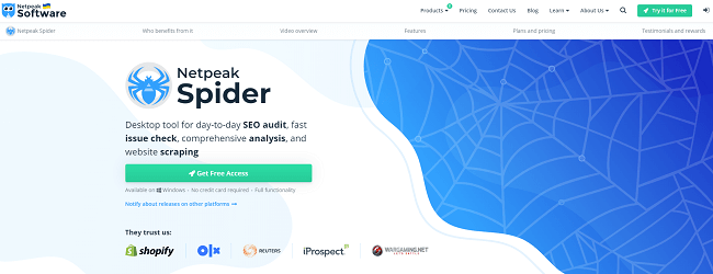 Netpeak Spider Homepage