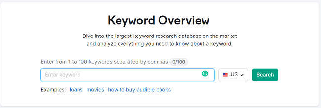 Keyword overview tool