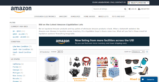 Amazon Liquidation Auctions Homepage