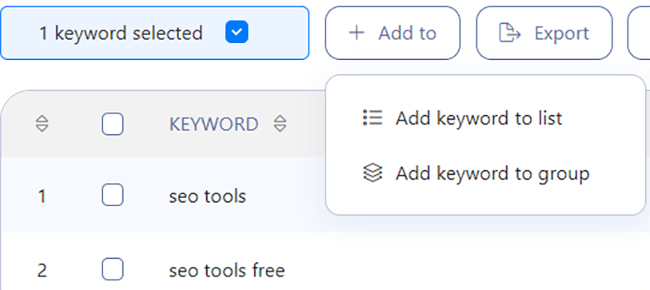 13 Add to list or keyword group