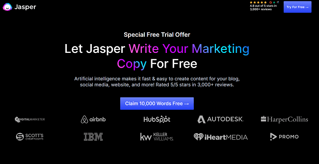 Jasper.ai Homepage
