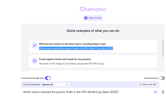 25 Writesonic Chatsonic