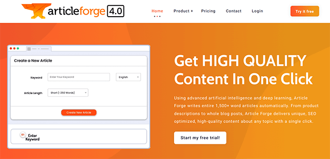 Article forge Homepage