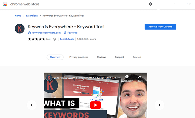 Keywords Everywhere Homepage