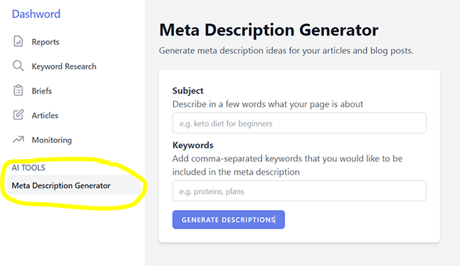 Meta description generator- AI Tools