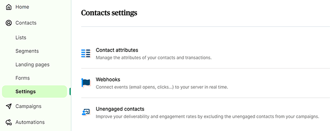 06 Contacts - settings