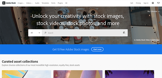 Adobe stock Homepage